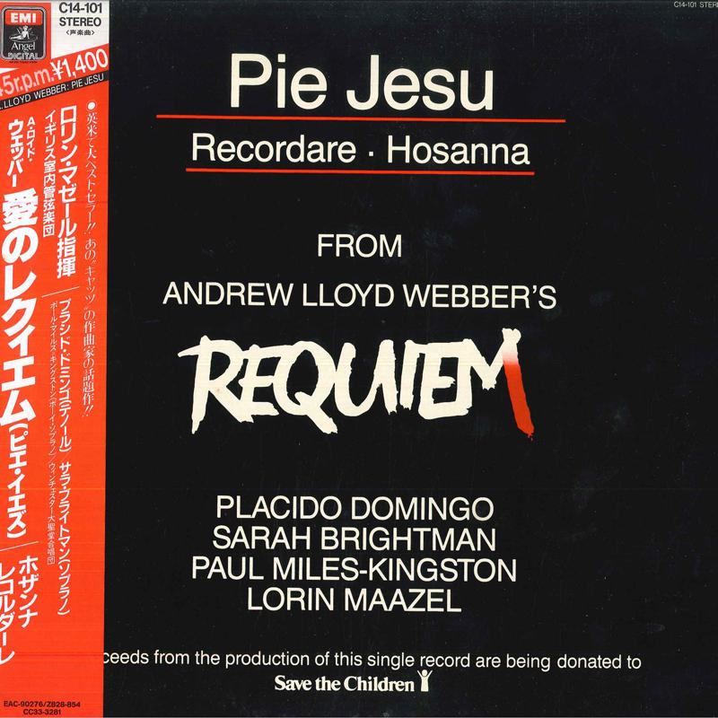 

LP Record PLACIDO DOMINGO SARAH BRIGHTMAN P Pie Jesu from Andrew Lloyd Webbers C14101 ANGEL Japan Obi Classical Used