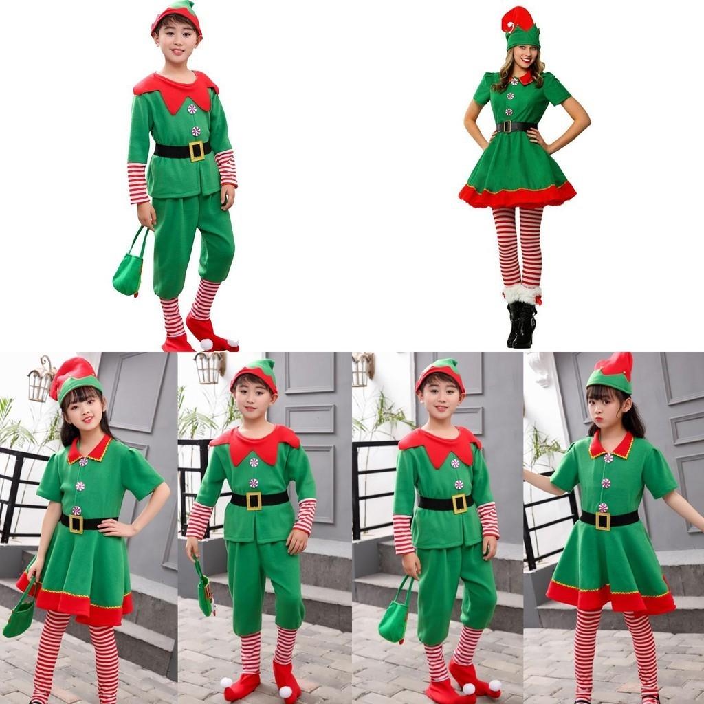 Festive Green Elf Santa Claus Costume For Adults And Kids Perfect For Family Christmas Celebrations