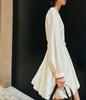 2026 Spring French Drape Puff Sleeve Belted Fluffy Skirt Dress for Women