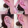 Unisex Silver Cross Helix Ear Cuff In Japanese Korean Style, Titanium Steel Cartilage Piercing Earring.