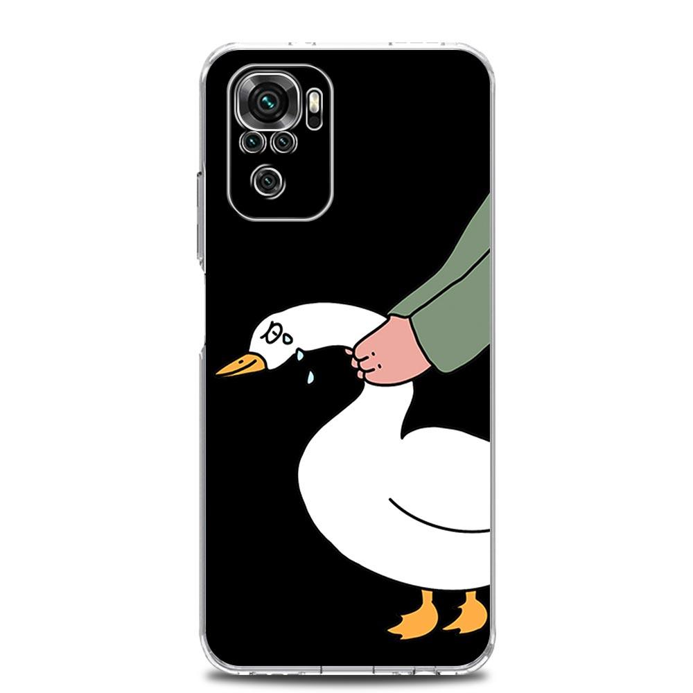 Cartoon Doubt Duck Clear Phone Case For Xiaomi Redmi Note 12 5G 9S 9 8 10 11 Pro+ 9T 8T 10C 9C 9A 7 Pro Soft Silicone Back Cover