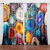 2pcs Beautiful Colored Agate Printed Curtain for Home Decor - Rod Pocket Window Treatment for Bedroom, Office, Kitchen
