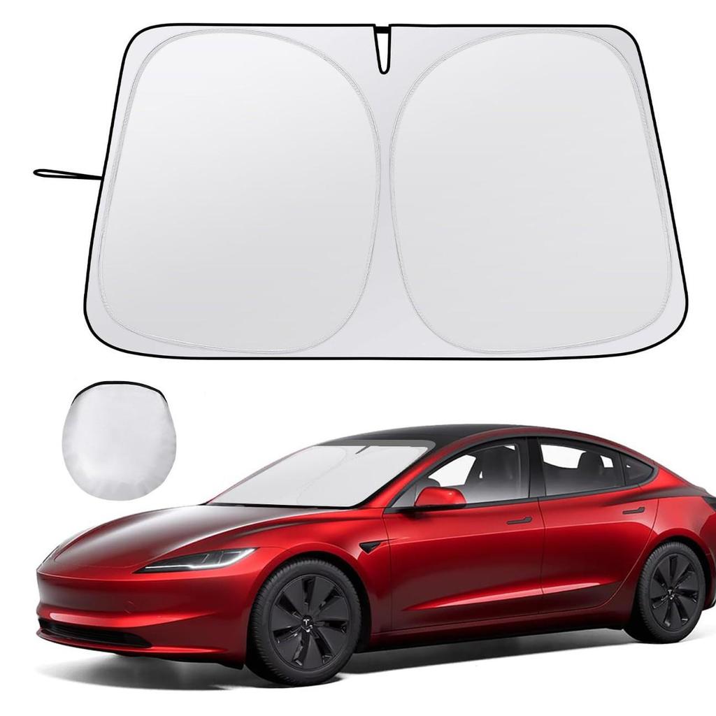 Foldable Titanium Silver Windshield Sunshade Visor