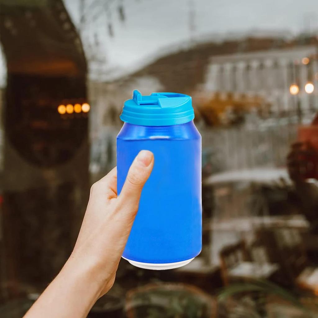 4 Pack Soda Can Covers Beer Beverage Can Covers Reusable Leakproof Drink Can Lids Protector for Beer, Juice & Soft Drink Beverage (Blue & Yellow)