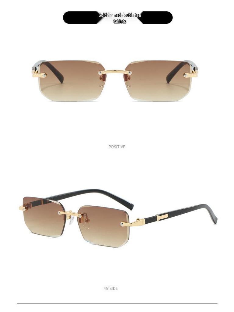 Trendy Frameless Square Sunglasses with Personalized Sun Protection