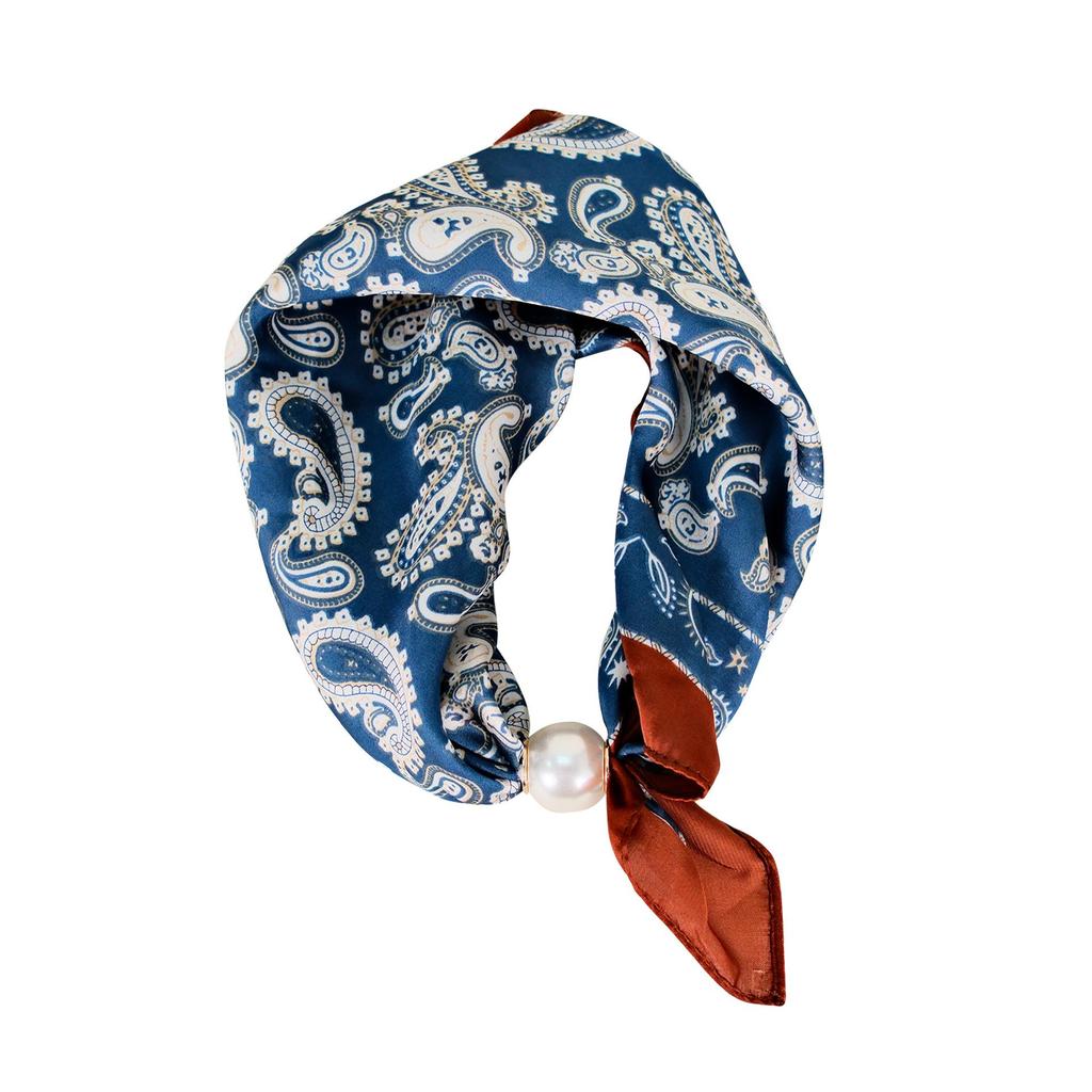 Elegante Sciarpa di Seta Magnetica con Fiori di Cashmere a Pois