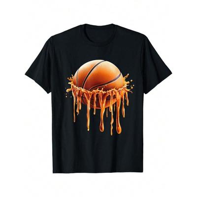 Basketball Drip Graphic T-Shirt Funny Graphic Tshirts For Men Women Round Neck Loose Casual Tees - Men's Summer Cotton Graphi...