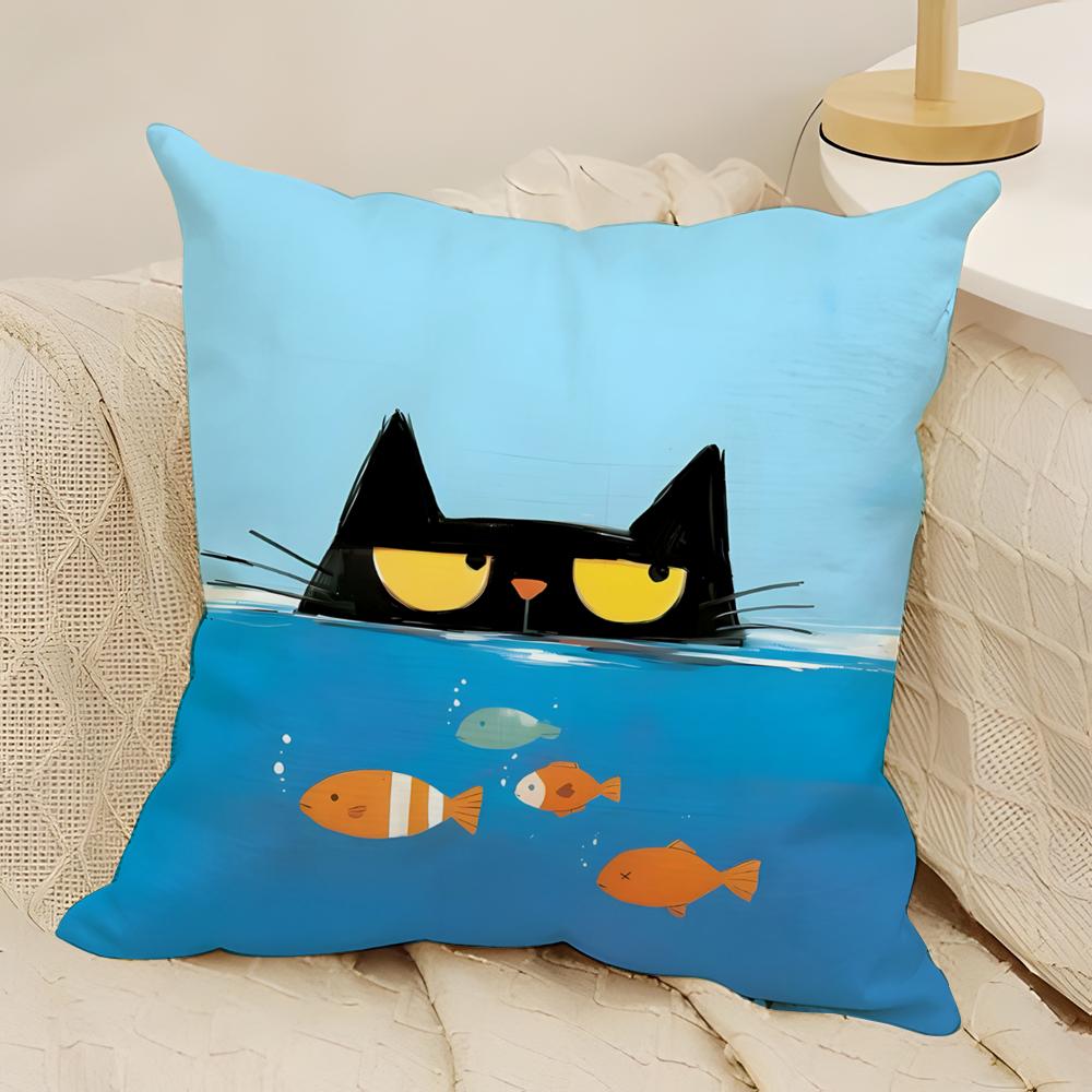 fashing and surprising cat patterns Pillow Case Natural Linen Double-Sided Printing Sofa Home Decor Cushion Cover