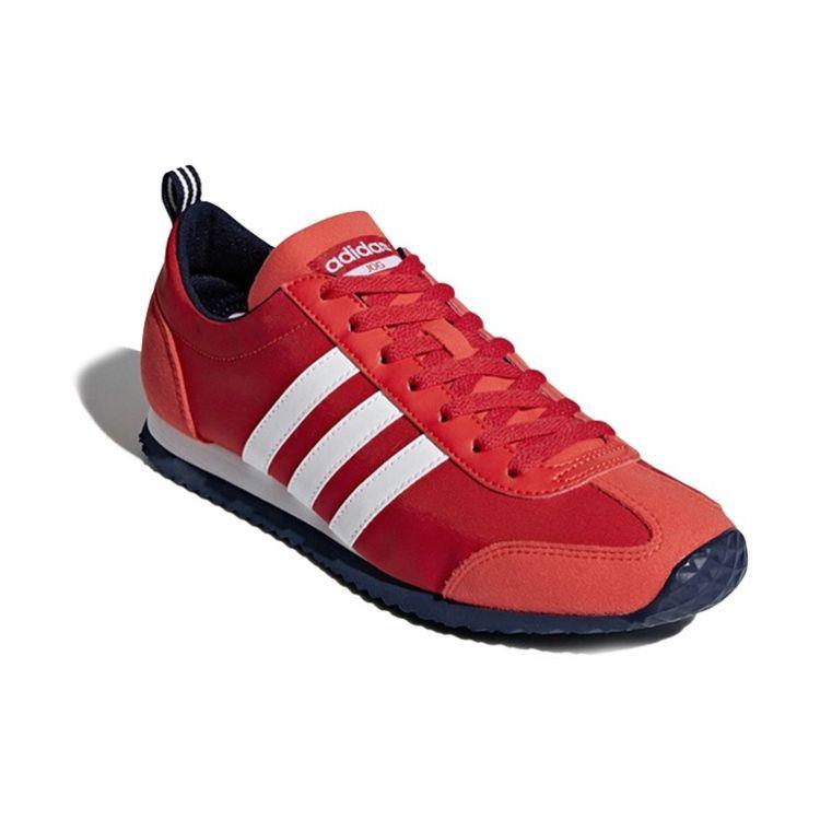 Adidas Neo Vs Jog Comfortable Suede Fabric Shock Absorption Non-Slip Low-Top Running Shoes Unisex Sneakers Red White DB0463