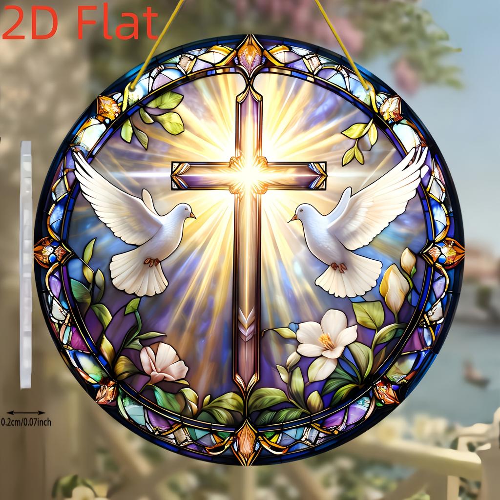 2D Flat Acrylic Cross - Colorful Design, Indoor and Outdoor Decoration - No Battery/Electricity Required, Free Day Decoration, Shop Decoration,