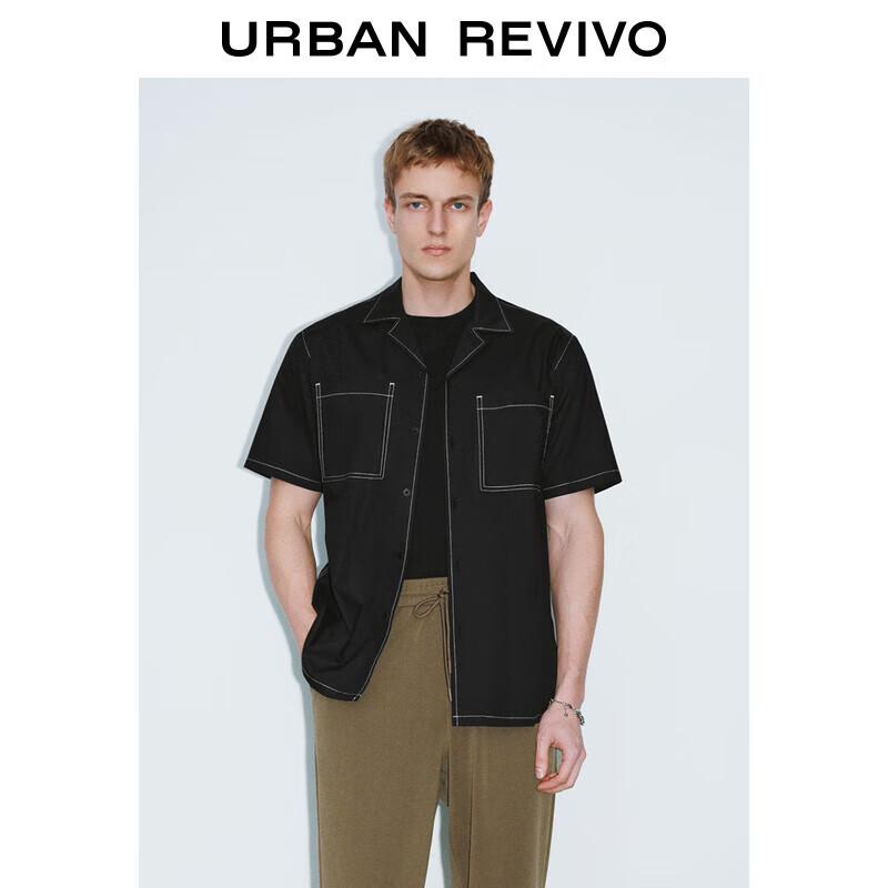 UR Men s 2025 Spring Color Block Contrast Stitch Short Sleeve Shirt XS