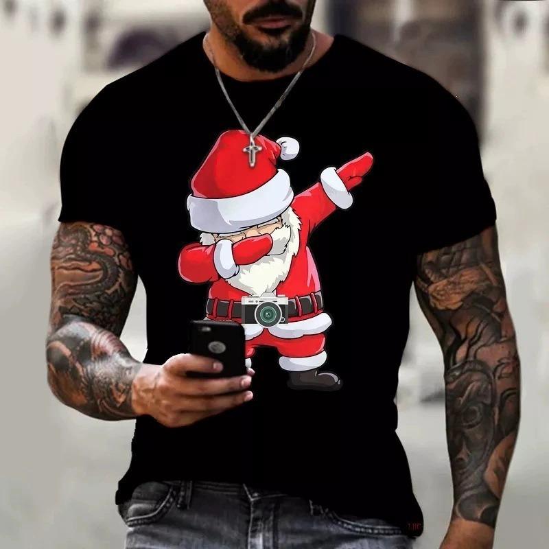 3D Digital Printed Christmas Top Men's Short Sleeve Crew Neck T-Shirt