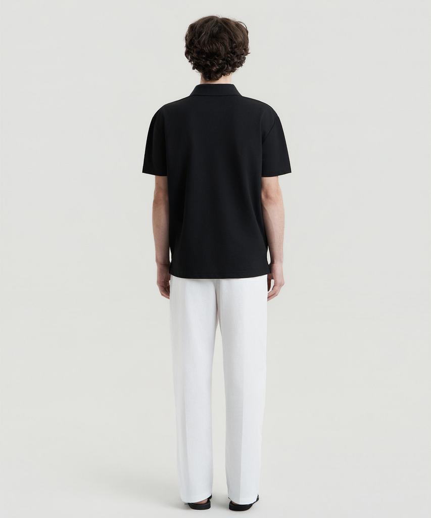 Delma Linen-Touch Semi-Wide Elastic Waist Pants - White