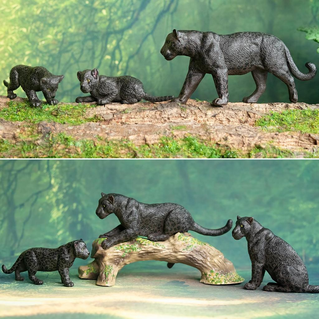 TOYMANY 7-Piece Black Panther Figure Set, Animal Figure Model, Parent-Child Friendly, Realistic Model, Popular Toy, Birthday Gift, Christmas, New