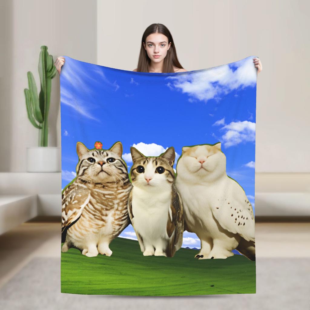 Warm Comfy Blanket Plane Travel Funny Space Planet Kitten Bedding Throws Fashion  Bedspread For Home Decor