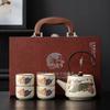 Ru Kiln Celadon Loop Handle Teapot Set Gongfu Tea Ceremony Chinese Style Corporate Business Gift Boxed Souvenir