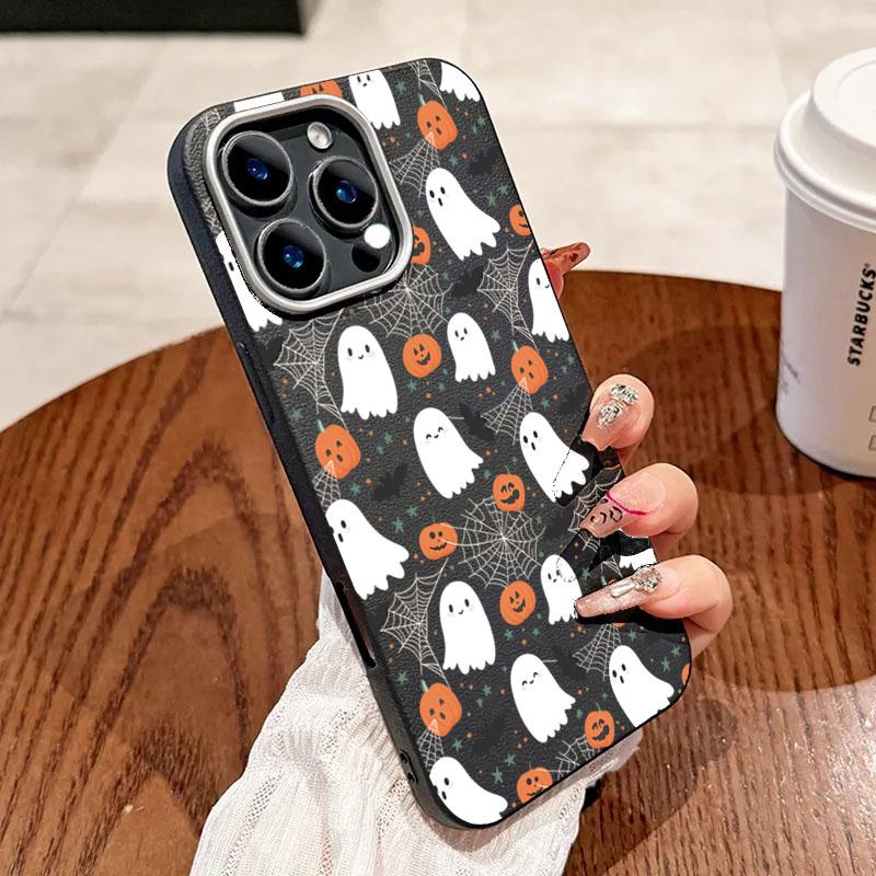 

Cute Halloween Spooky Pumpkin Lichee Pattern Silicone Phone Case For iPhone 17 16 15 14 Pro Max 13 12 11 XS X 7 8 Plus 16E Cover iPhone 14 Pro