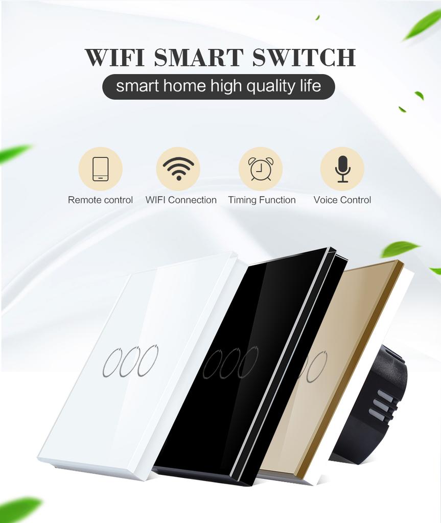 Bingoelec Wifi EU 1/2/3/4-fach Tuya Heimschalter Licht Alexa Steuerung Touch Glaswand Elektrischer Smarter Schalter
