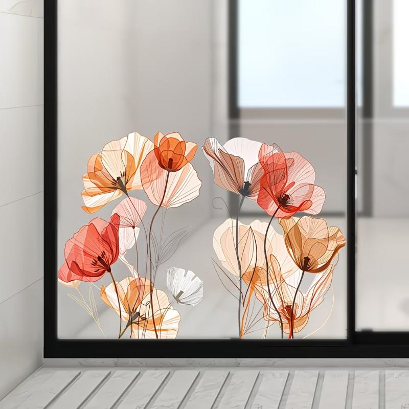 

Elegant Rose Glass Stickers Bathroom Glass Door Sticker Adhesive Removable Waterproof Decals Privacy Decor Home Decor A5