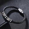 Trendy European-American Woven Leather & Stainless Steel Bracelet