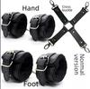 Ankle Leather Plush Bondage Set Cuffs Handcuffs Cross Back Mouth Gag