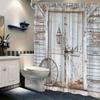 Rustic Wooden Door Shower Curtain - Western Theme, Vintage Barn Design, 70.8x70.8 Inches, Durable Polyester, Machine Washable