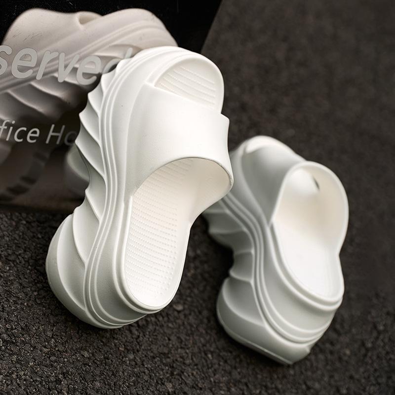Fashion 9cm Heel Height Shoes Indoor Outdoor Slippers For Women Home Beach Slides Soft EVA Thick Sole Anti-slip Girls Street Sandals