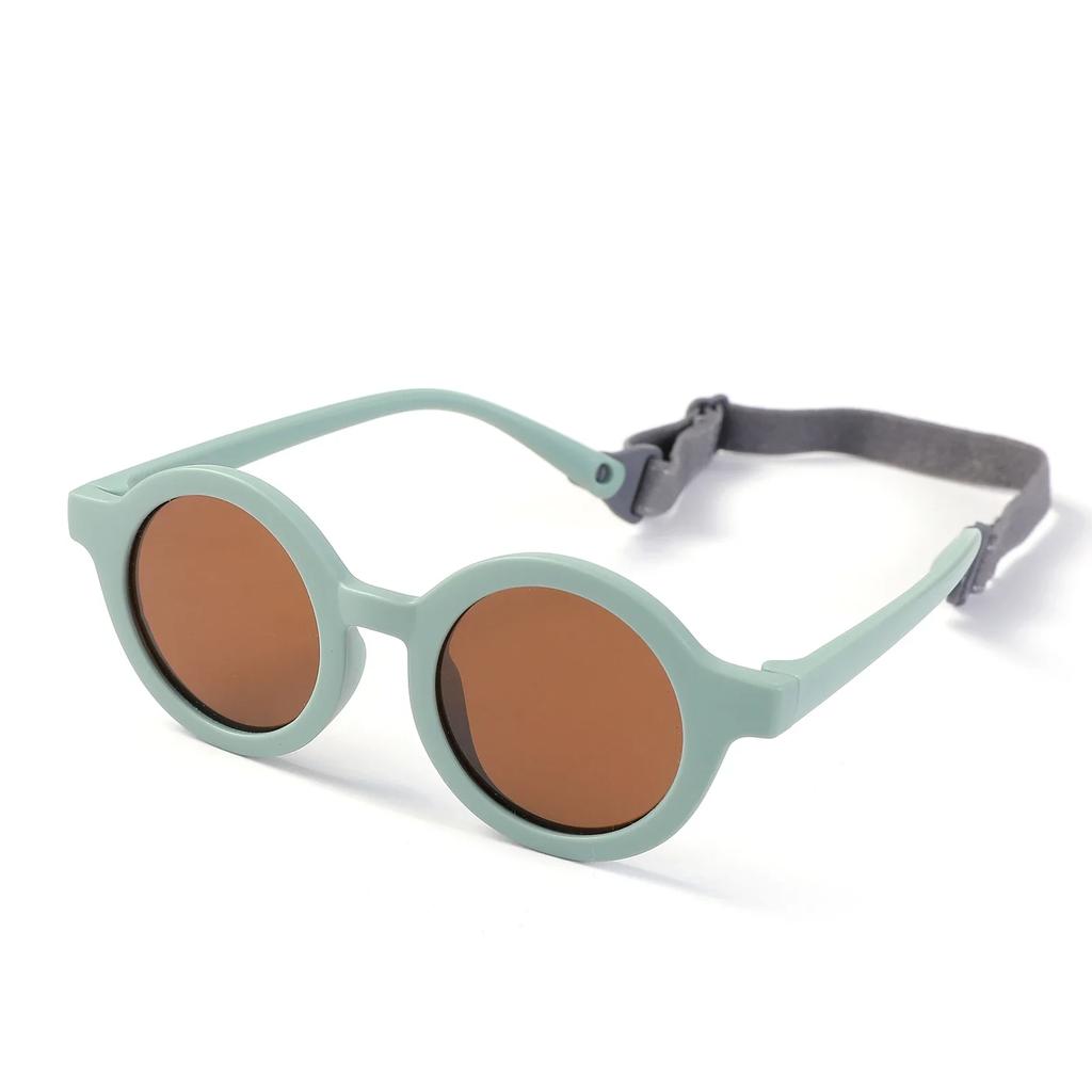 Kids Round TAC Baby Sunglasses Flexible Soft Frame with Strap for Toddler Boys Girls Age 0-3