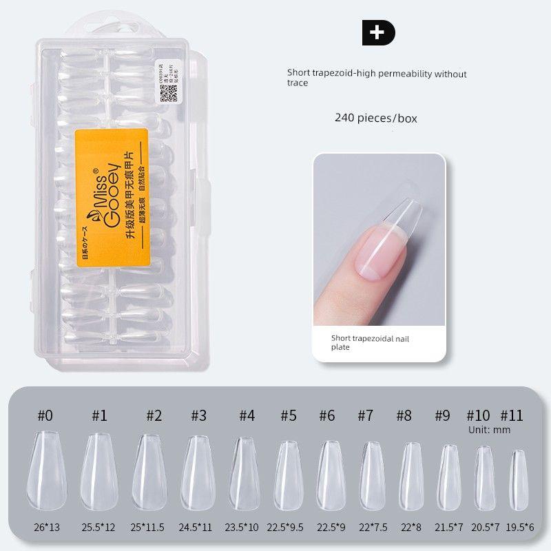 

Wear Nail Ultra-Thin Seamless Grinding-Free Shaping Nail Tip Short Trapezoid-High Permeable No Mark -240 Pieces