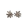 Niche Versatile Light Luxury Personalized Dripping Oil Five-Petal Flower Three-Dimensional Flower Exaggerated Metal Feeling Three Pearl Earrings