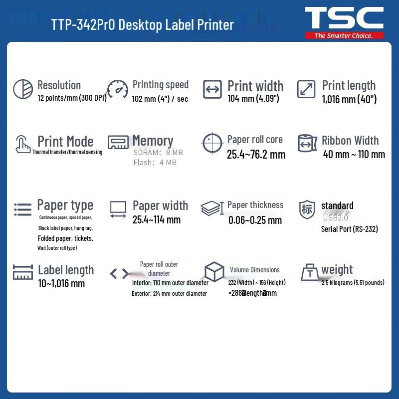 TSC Thermal Transfer Label Printer with Peeler CN plug (adapter included)