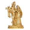 Original Brass Radha Krishna Ji Idol, Beautiful God Goddess Murti, Gold - 6 Inch