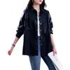 Black Leather Shirt Jacket Women's Spring and Autumn Medium and Long Spring and Autumn New Retro Small Handsome Locomotive Clothes