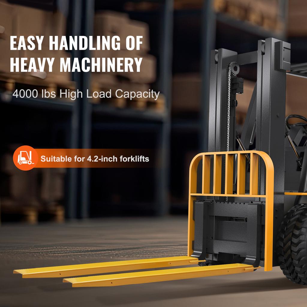 SucceBuy Pallet Fork Extensions Heavy Carbon Steel Fork Extensions 1 Pair Fork Attachments for Forklift Truck Yellow 4000 Lbs