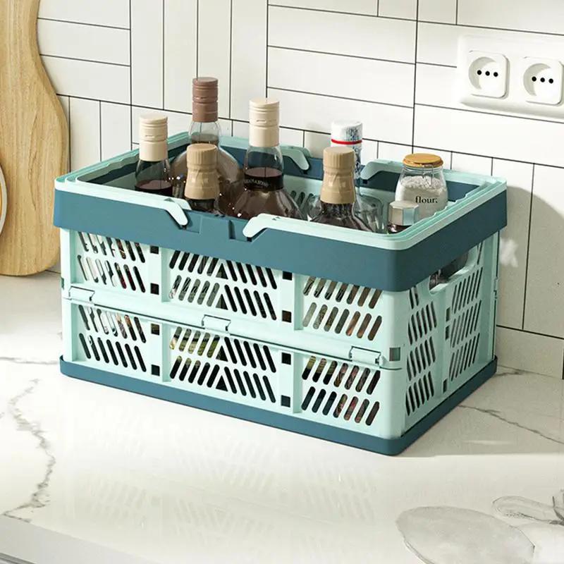 Outdoor Folding Portable Picnic Basket Portable Camping Storage Plastic Frame Large Supermarket Shopping Basket Fire Starter Gym