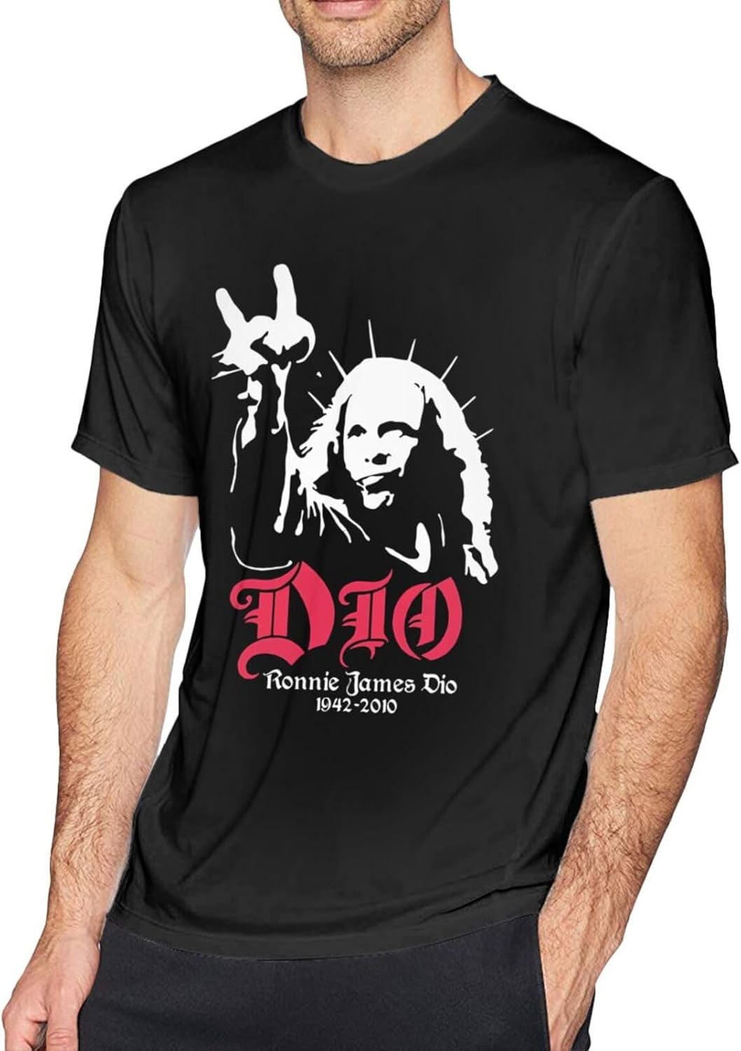 

American Ronnie Rock James Dio Short Sleeve T Shirt Men s Crewneck T-Shirt Classic Graphic Tees Shirts Top for Men X-Large Black 5XL різнокольоровий