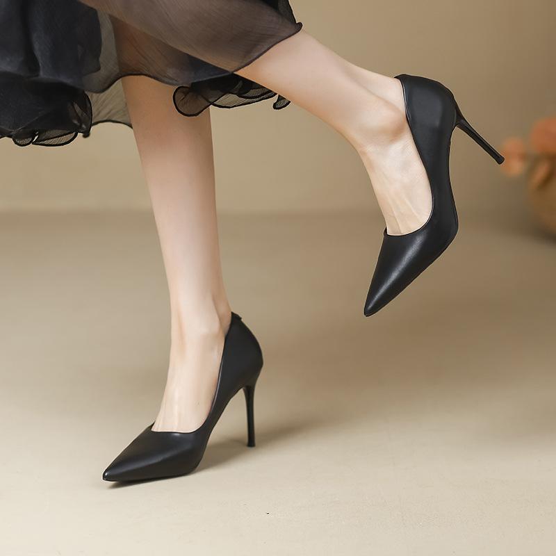 High Heels Women's Stiletto Early Spring New Black Professional Pointed Design Sense Niche Temperament Celebrity Nude Shoes