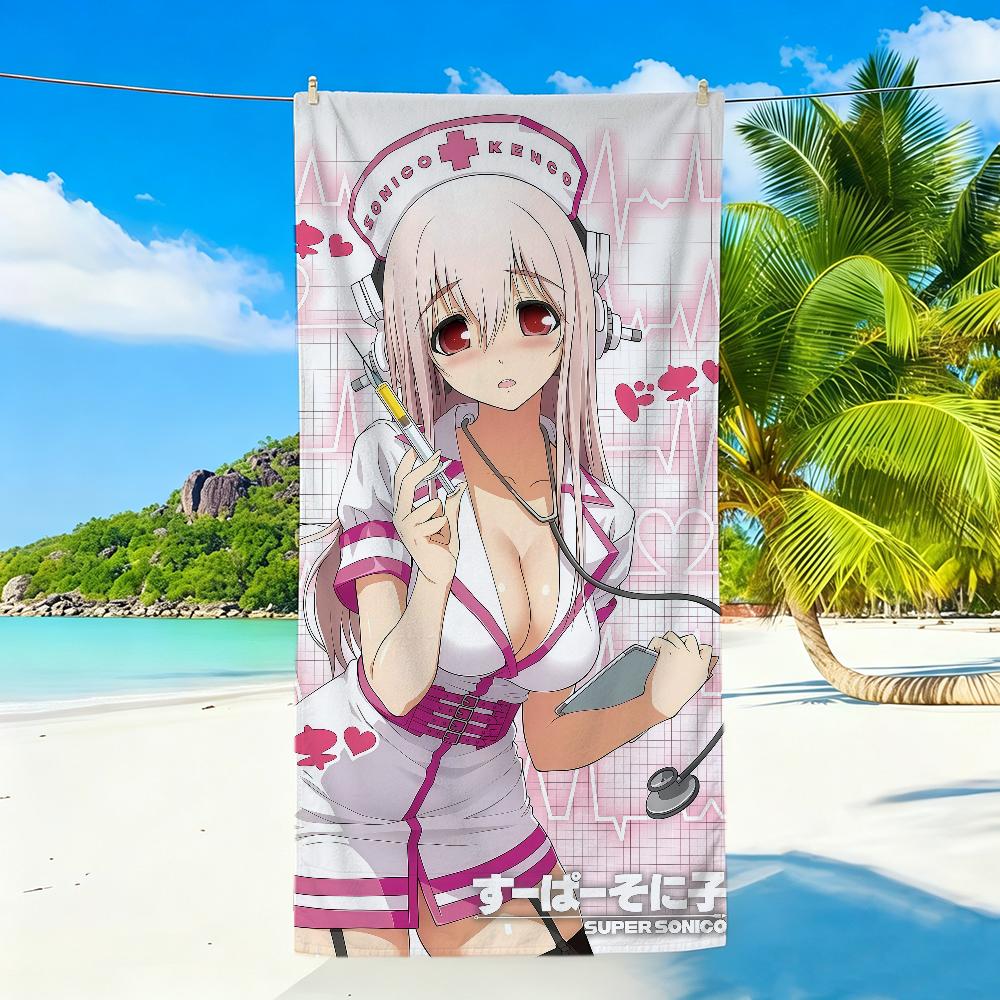 Cute Super Sonico Towel Sports Quick Dry Travel Camping Sandproof Soft Light Large Beach Towel