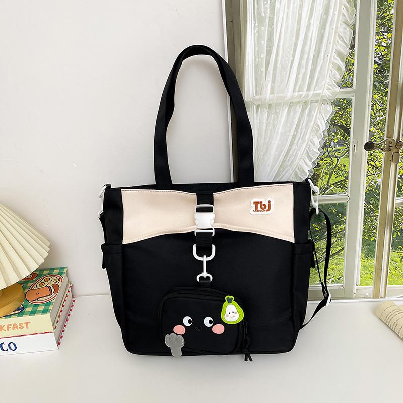 Cartoon Women's Shoulder Bag Contrast Color Student Crossbody Bag Large Capacity Tote Bag