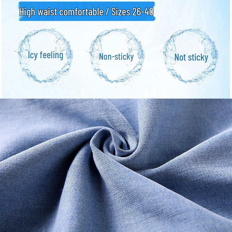 2025 Women's Plus Size Loose Ice Silk Denim Shorts - Tencel Wide Leg Mid-Length