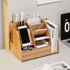 Wooden Desk Organizer Pen Holder DIY Multi-functional Storage Rack Office Stationery