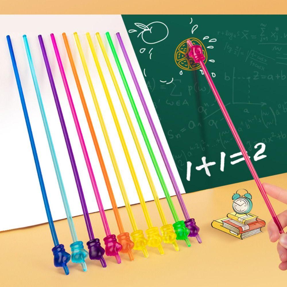 10pcs Simple Macaron/Transparent Teaching Stick Finger Design Handheld Reading Sticks Teaching Pointer Students