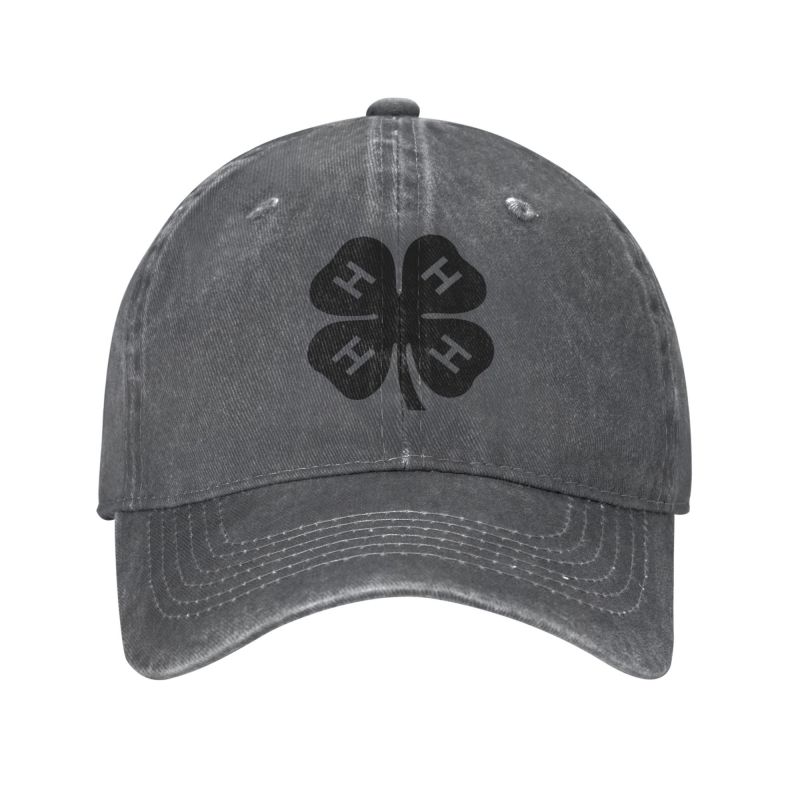 

Fashion Cotton Black 4H Four Leaf Clover Baseball Cap for Unisex Women Adjustable Dad Hat Sun Protection Adjustable Cap& 8Y