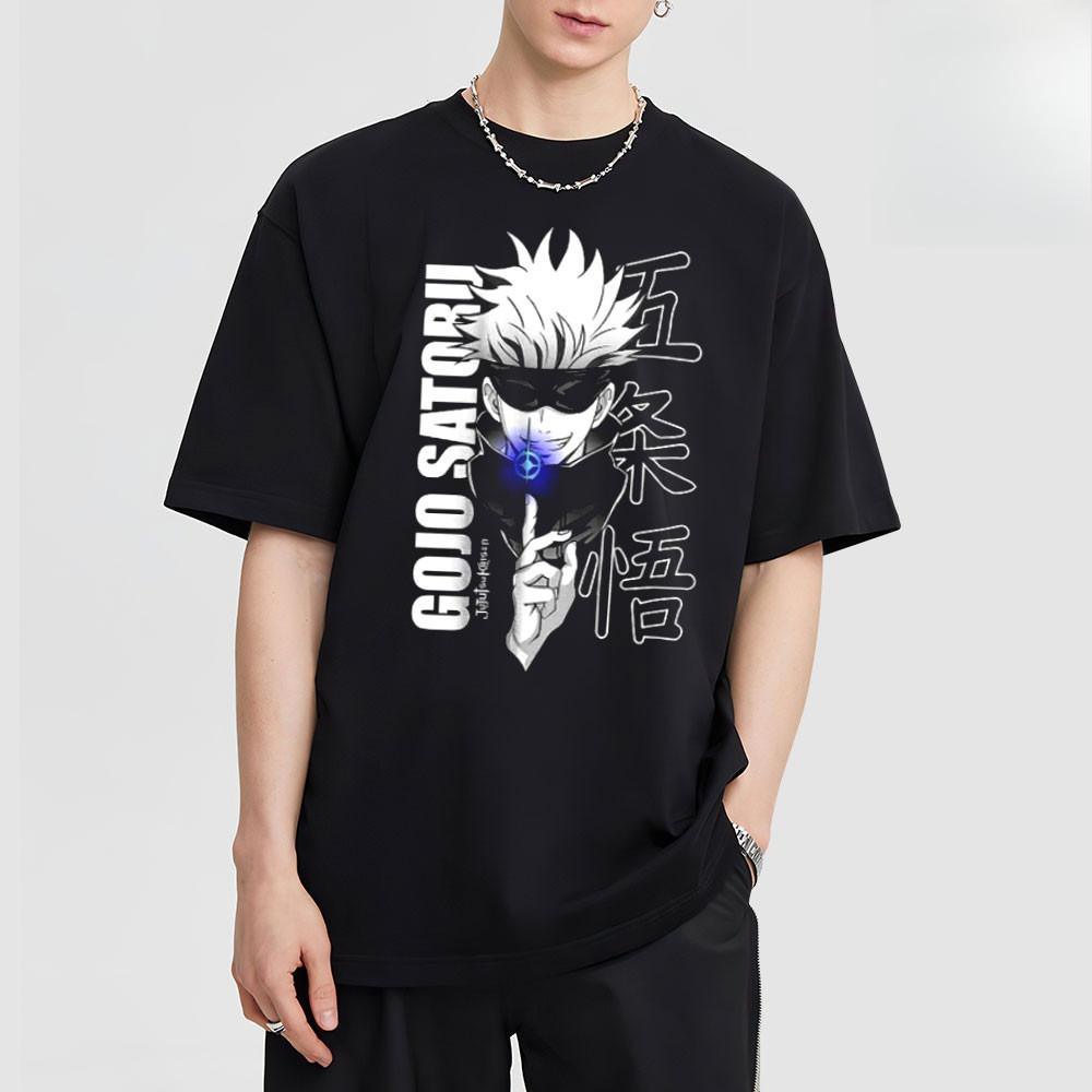 Anime T-shirt Print Gojo Satoru Unisex Couple T-shirt Summer New Retro Fashion Men's and Women's Streetwear