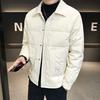 New winter men's trendy brand solid color lapel down jacket casual business down jacket shirt collar winter clothing