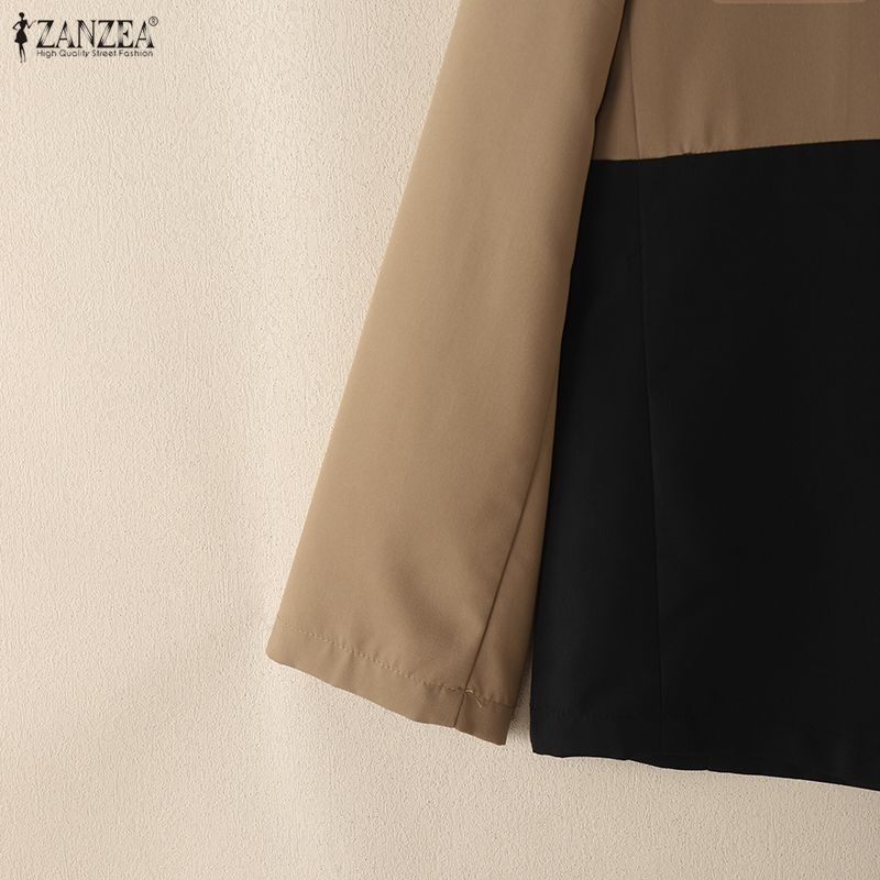 ZANZEA Cardigan subțire de damă casual cu gât în V, mâneci lungi, petice