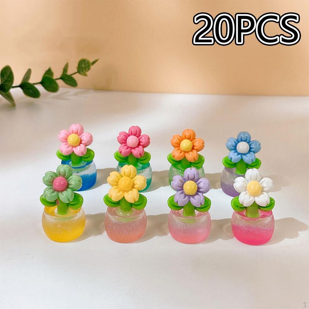 20Pcs Luminous Mini Figurines Landscape Potted Plants Figures Glow in The Dark Handcraft Miniature