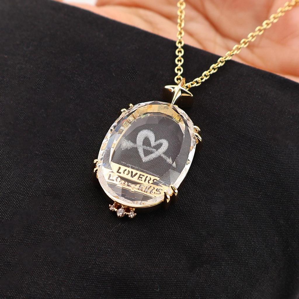 Vintage Sun & Moon Tarot Card Necklace - Cross-Border Crystal Pattern Sweater Chain (18K)