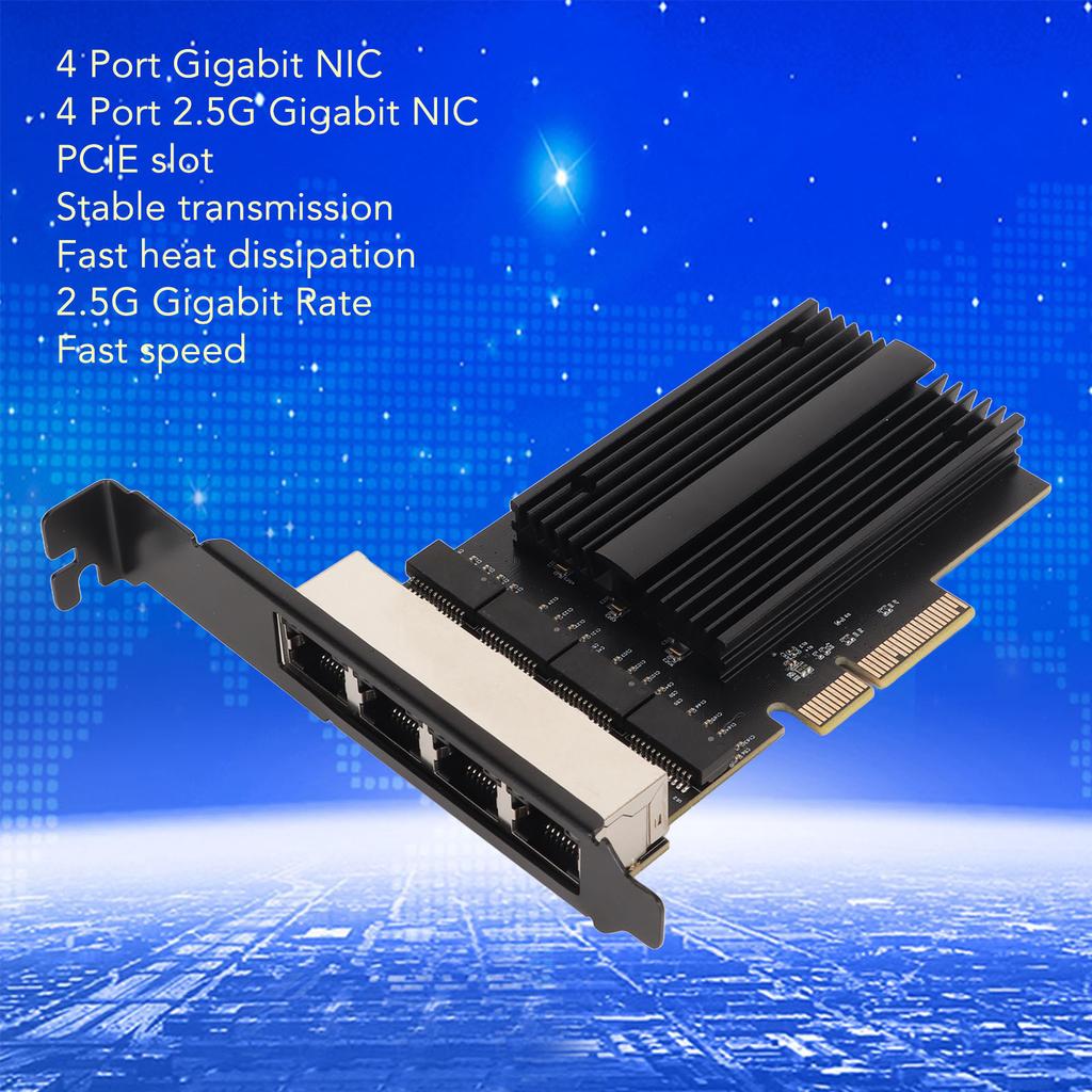 4 Port RJ45 Gigabit Ethernet Card 10100100025000 Mbps PCIE Network Interface Card for Gaming