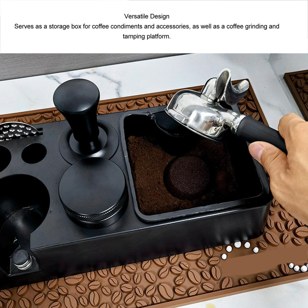 Coffee Tamping Station Matte Black ABS Multifunctional Tamper Stand Stable Structure Easy Cleaning for Home Barista Coffee Tool